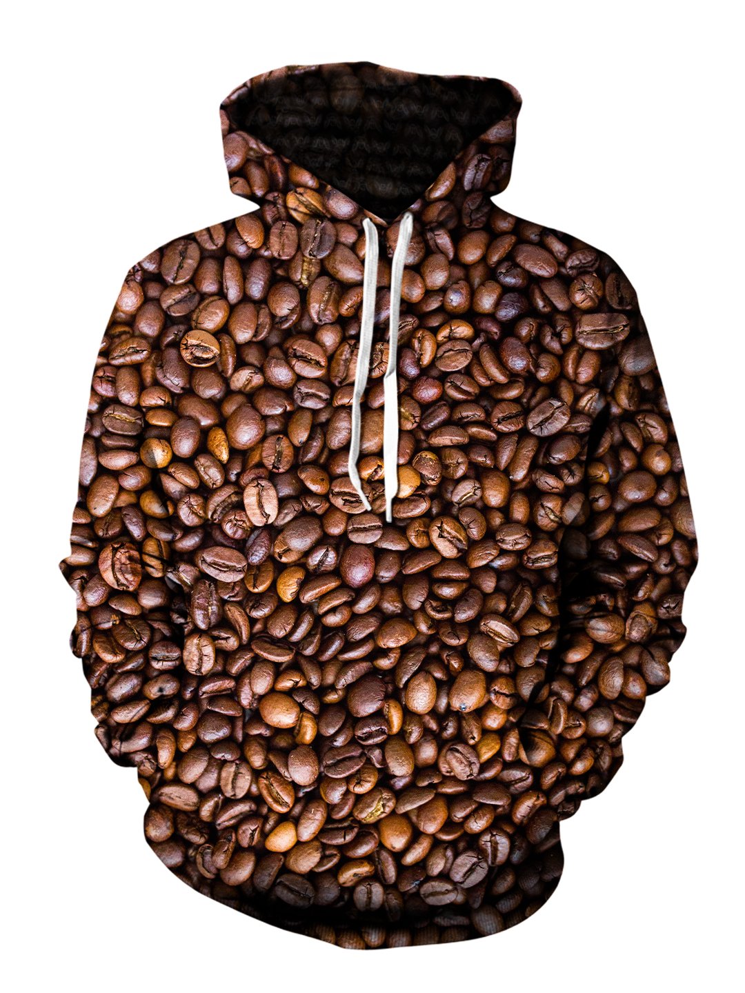 Men's brown & black coffee bean pullover hoodie front view.