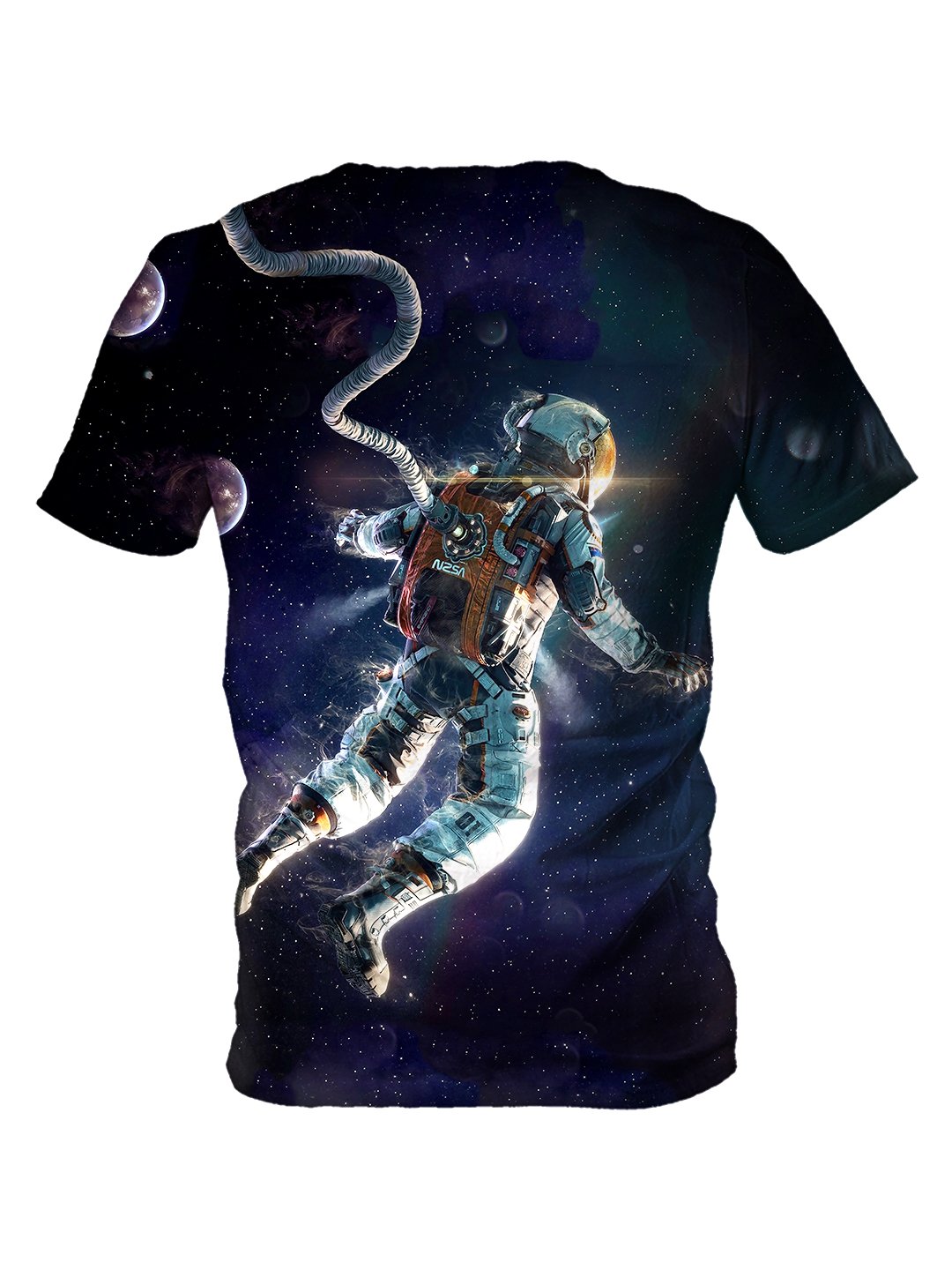 Back view of all over print psychedelic space t shirt by Gratefully Dyed Apparel. 