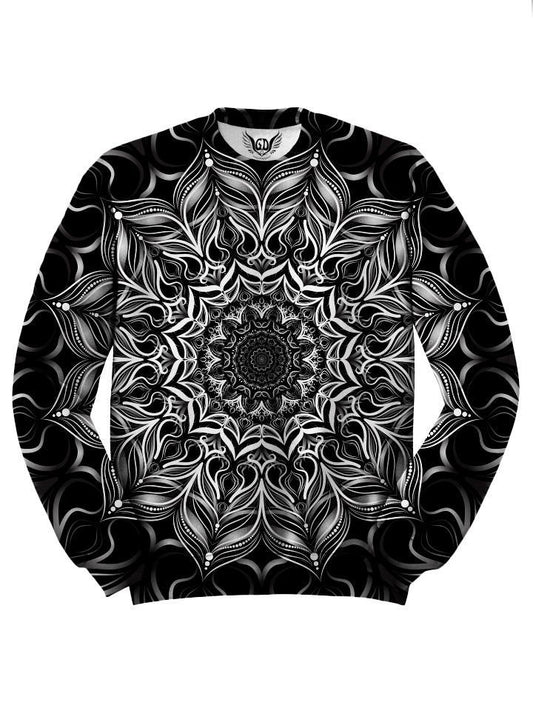 Black And White Trippy Mandala Sweater Front View