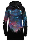 Beautiful Galaxy Forest Hoodie Dress