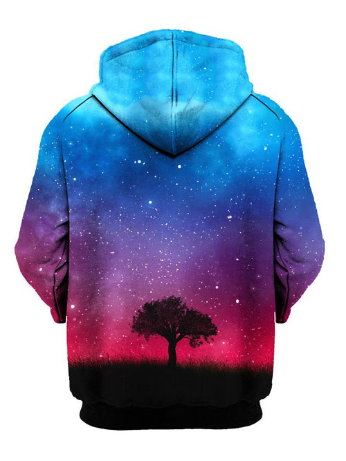 Tree Silhouette In Space Pullover Hoodie Back View