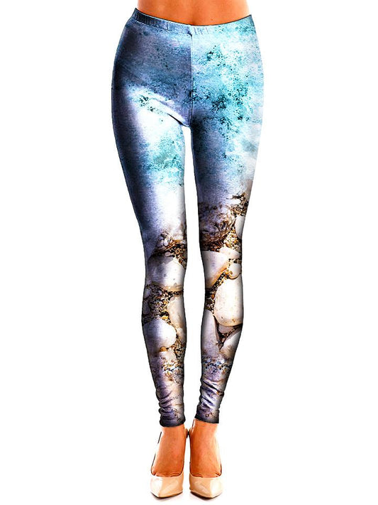 Blue Shoreline Leggings Front View