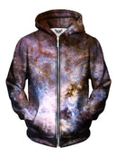 Light Blue And Brown Interstellar Space Zip Up Hoodie