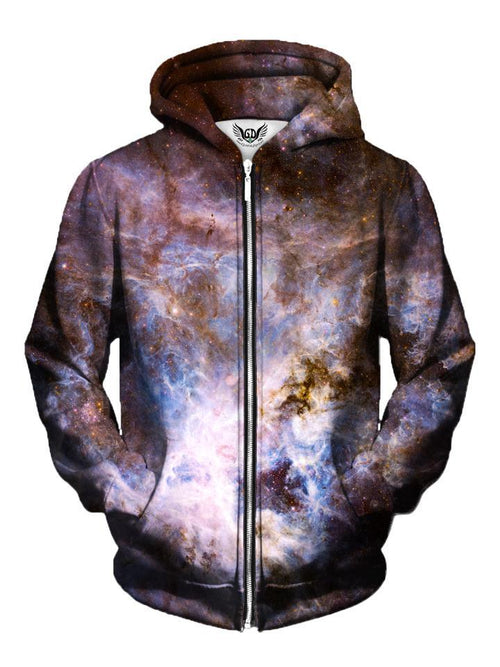 Light Blue And Brown Interstellar Space Zip Up Hoodie
