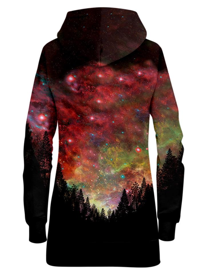 Red And Gold Galaxy Hoodie Dress Back View