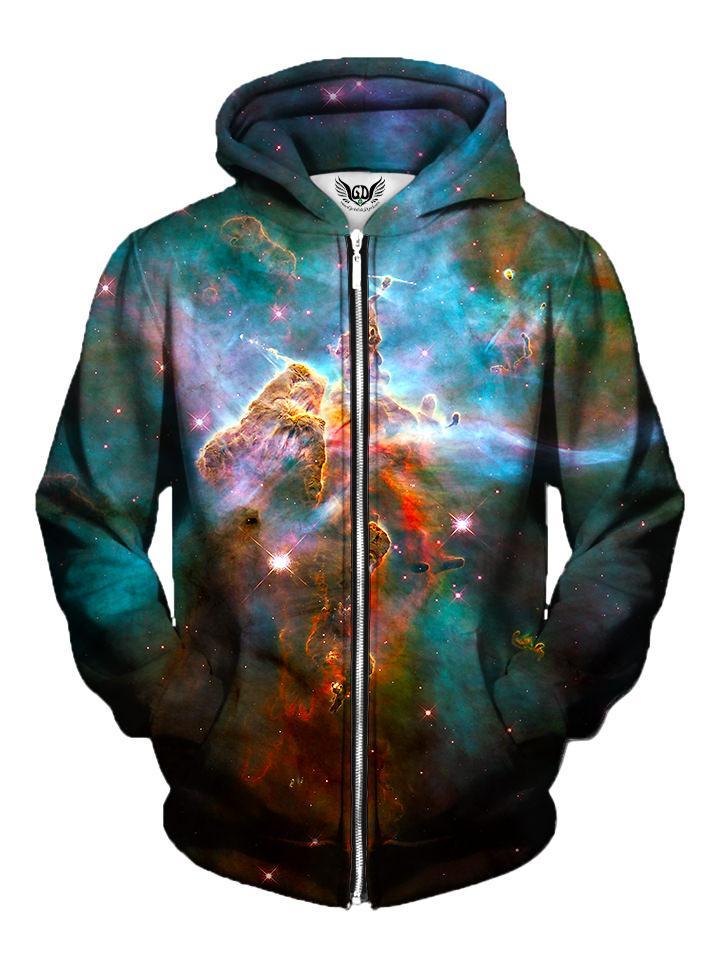Vivid Teal and Brown Space Zip Up Hoodie