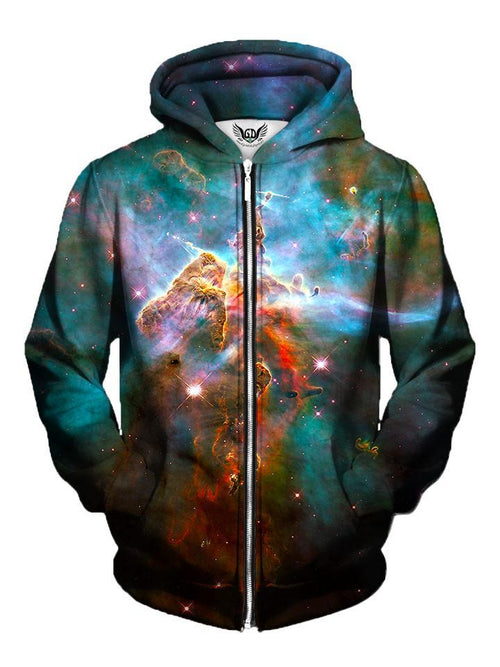 Vivid Teal and Brown Space Zip Up Hoodie