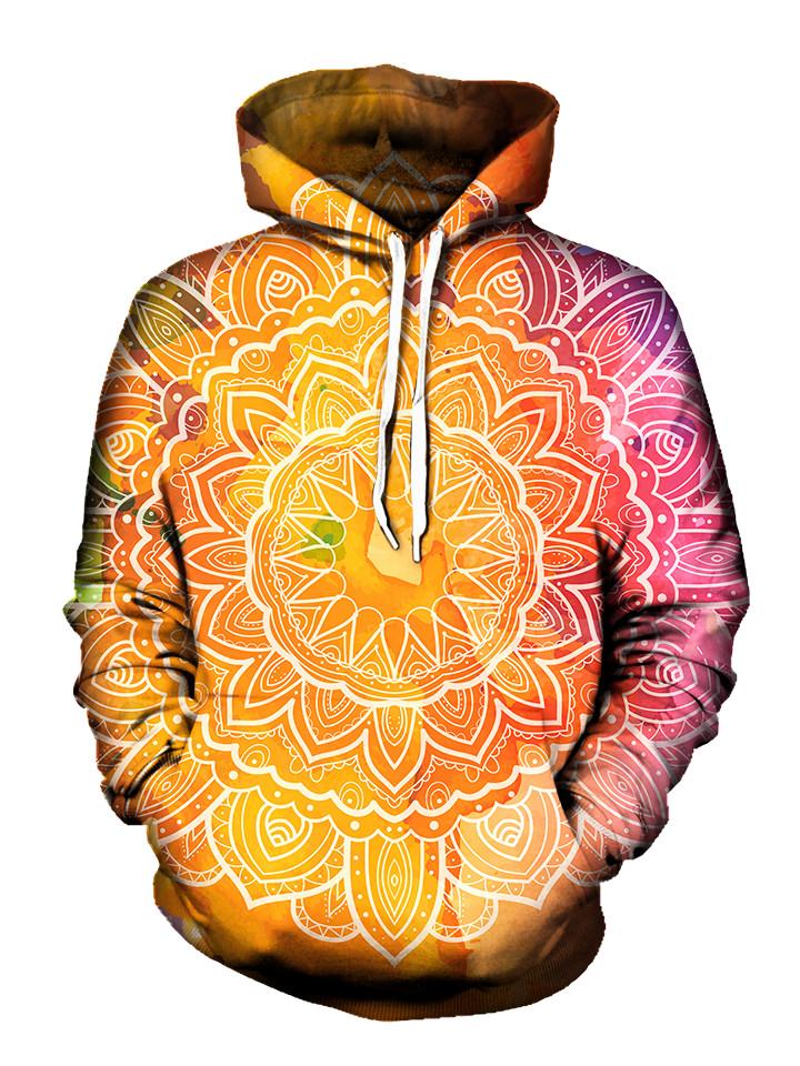 Trippy Hippie Flower Pullover Hoodie Front View