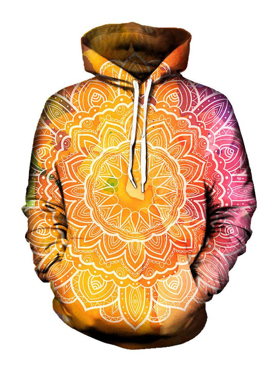 Trippy Hippie Flower Pullover Hoodie Front View
