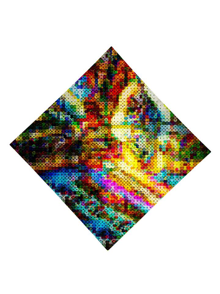 Trippy Gratefully Dyed Apparel rainbow blotter art bandana flat view.