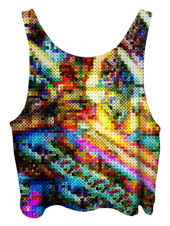 All over print psychedelic lsd culture cropped top by Gratefully Dyed Apparel back view.