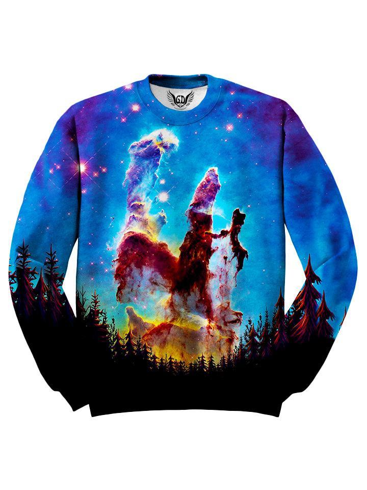 Blue Galaxy And Trees Sweater Front View