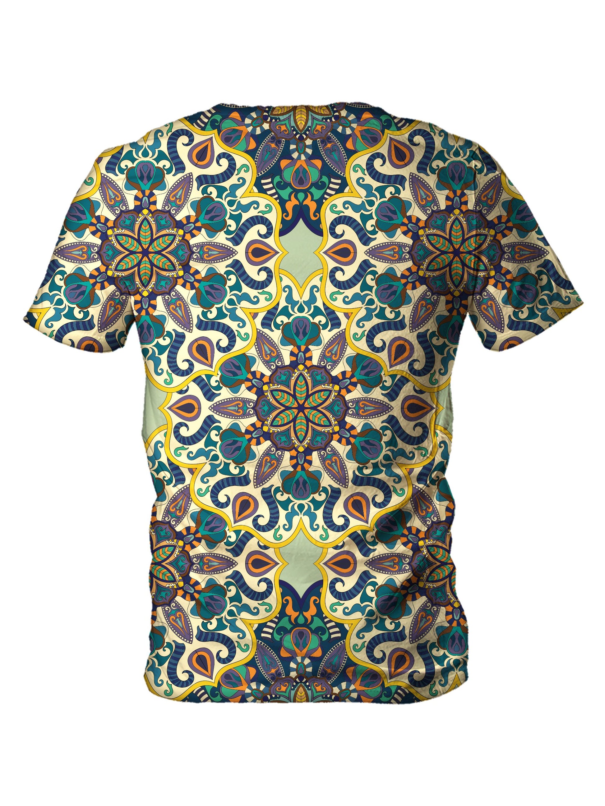 Back view of all over print psychedelic sacred geometry t shirt by Gratefully Dyed Apparel. 