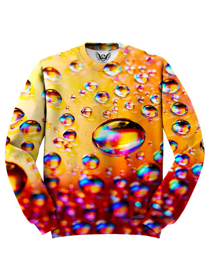 All over print red, orange & rainbow bubbles unisex sweater by GratefullyDyed Apparel front view.
