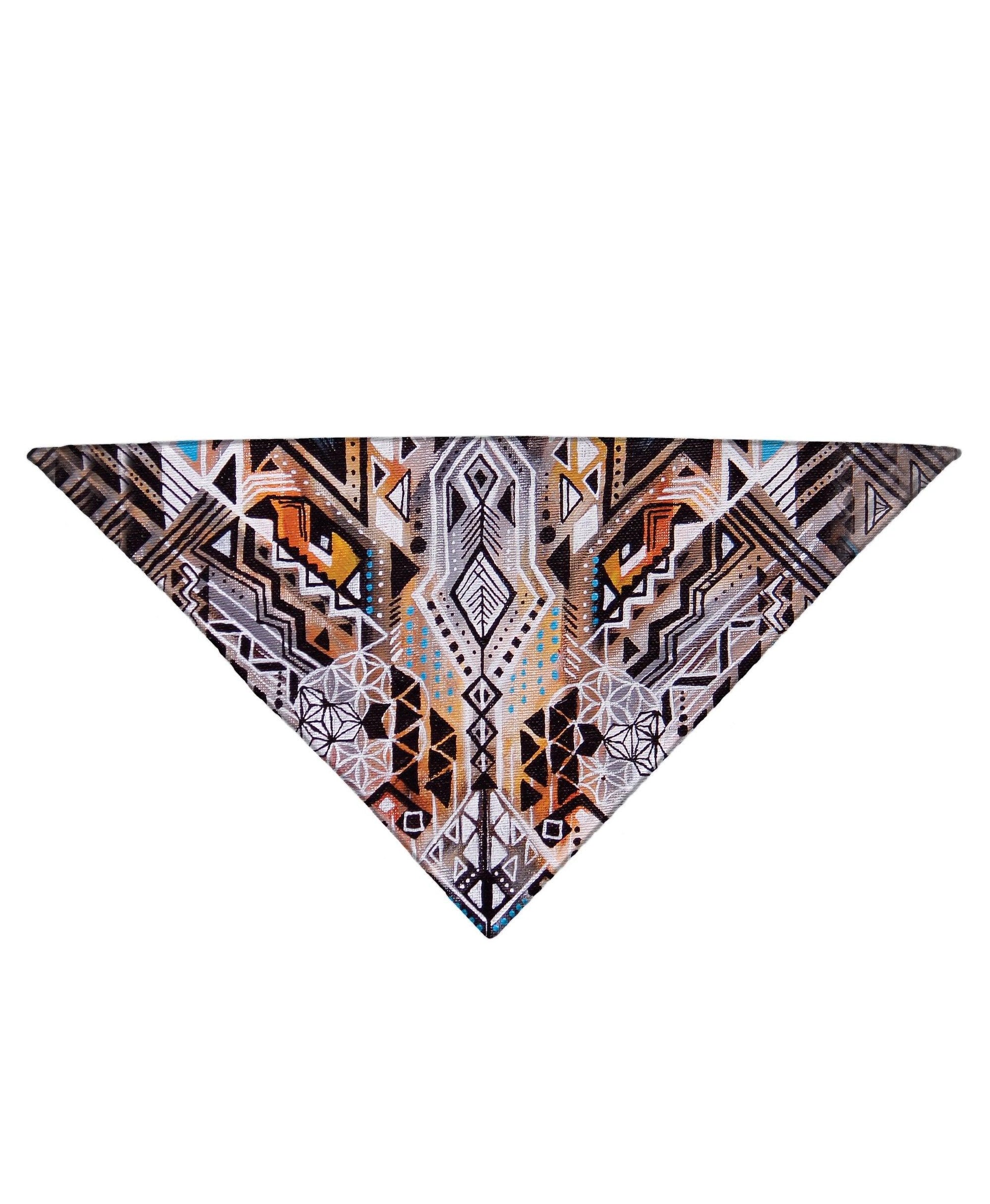 Diagonally folded psychedelic sacred geometry printed headband.