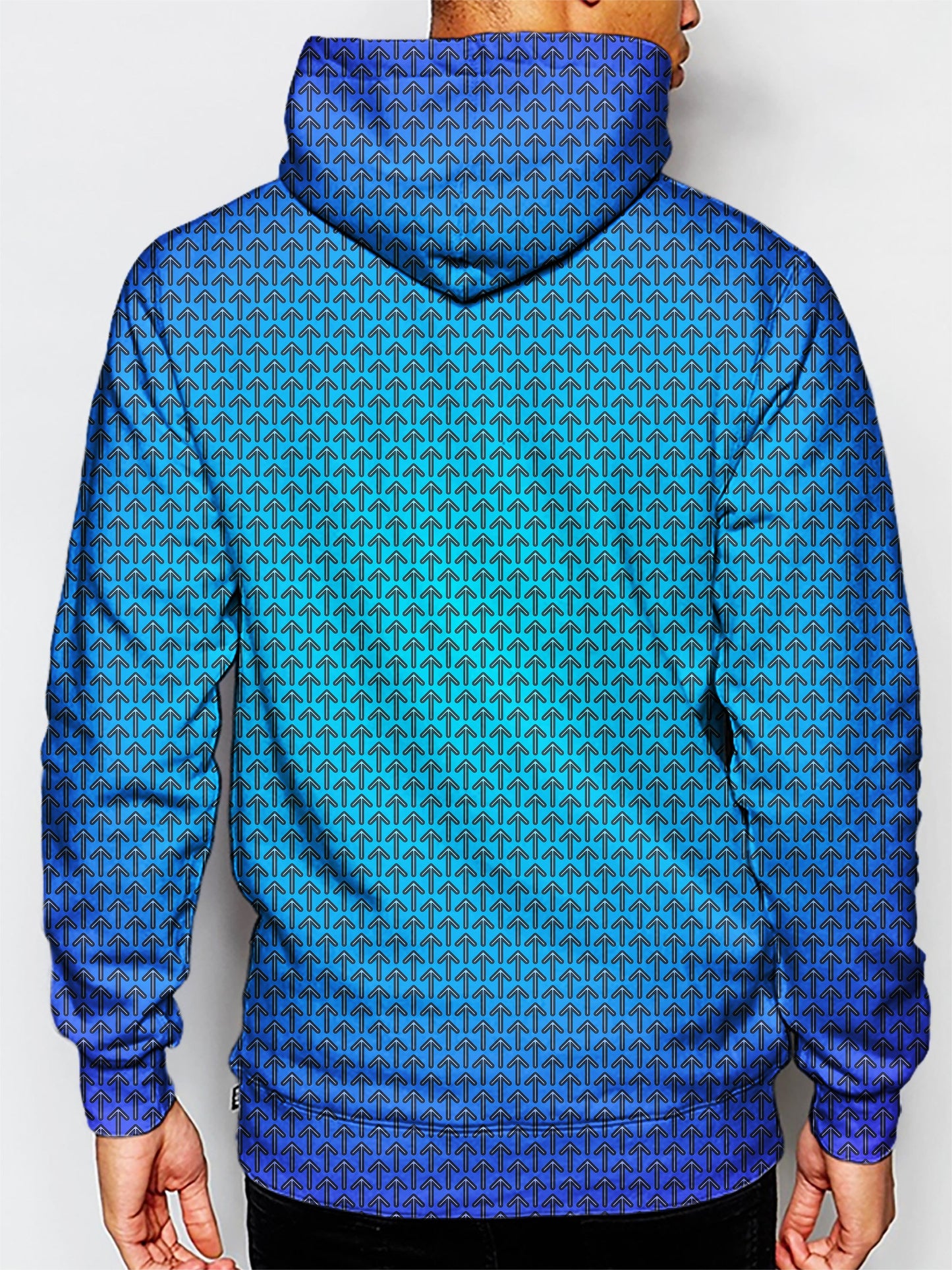 psychedelic hoodie with ble and green fade pattern graphicu