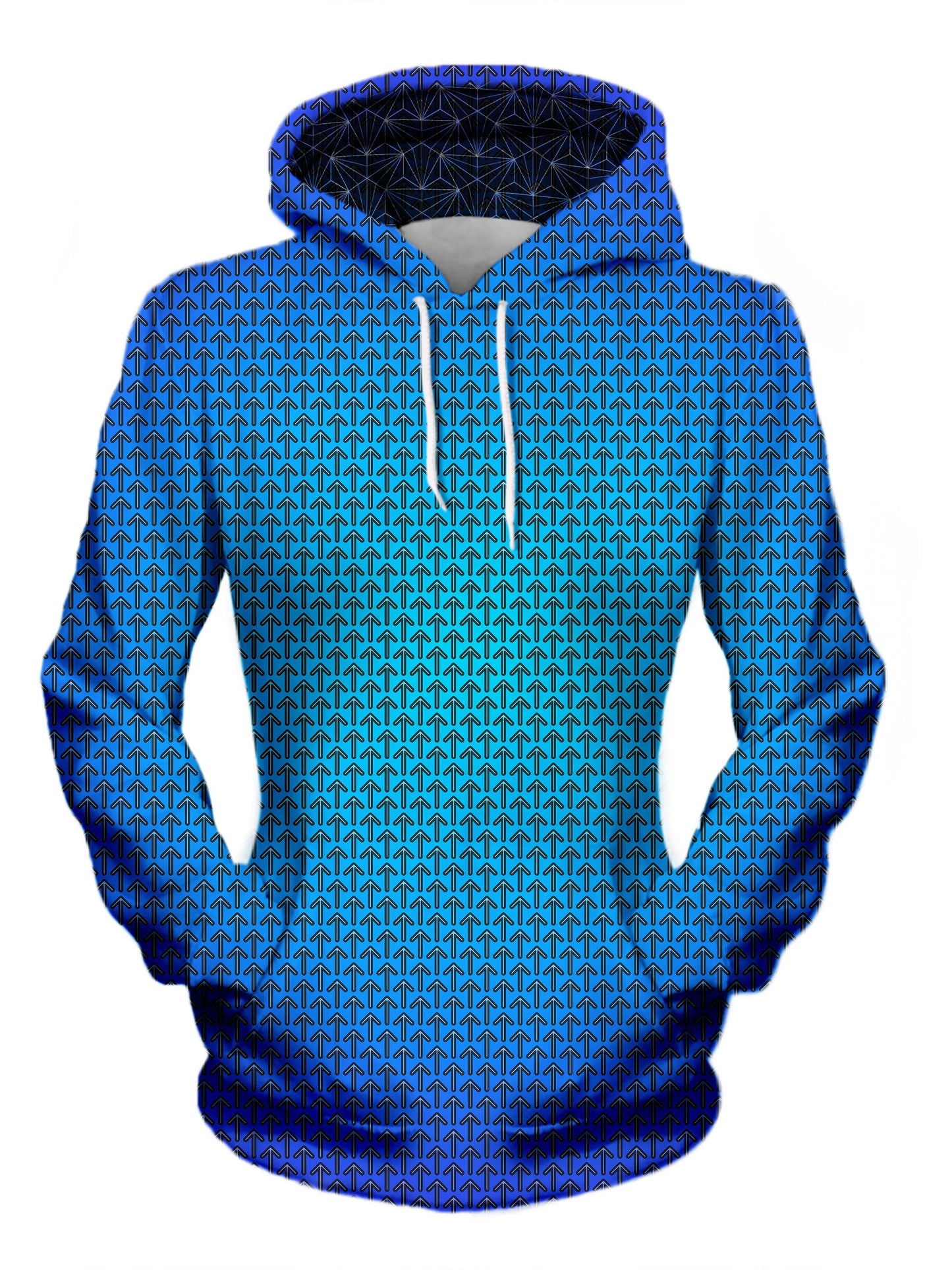 womens pullover hoodie with blue and green