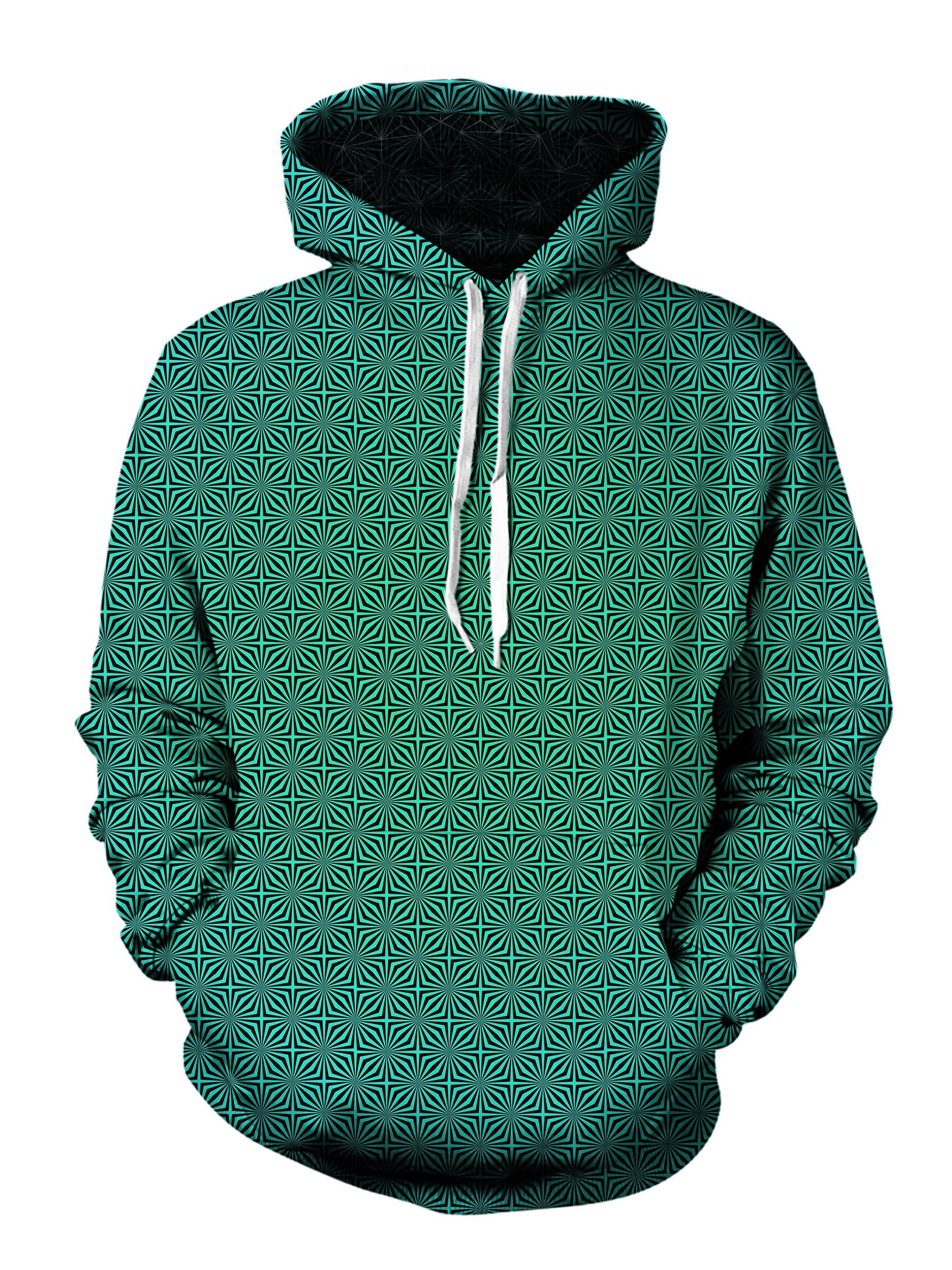 trippy green fade pattern hoodie - festival pullover