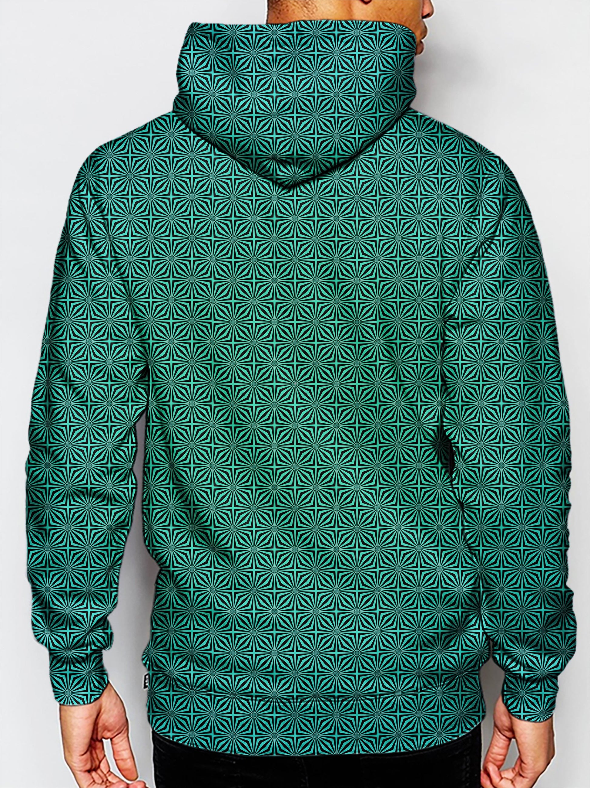unisex pattern hoodie - green pattern fade festival hoodie