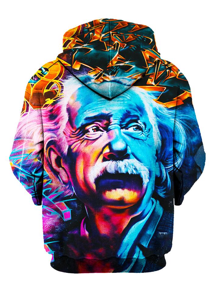 Colorful Albert Einstein Pullover Hoodie Back View
