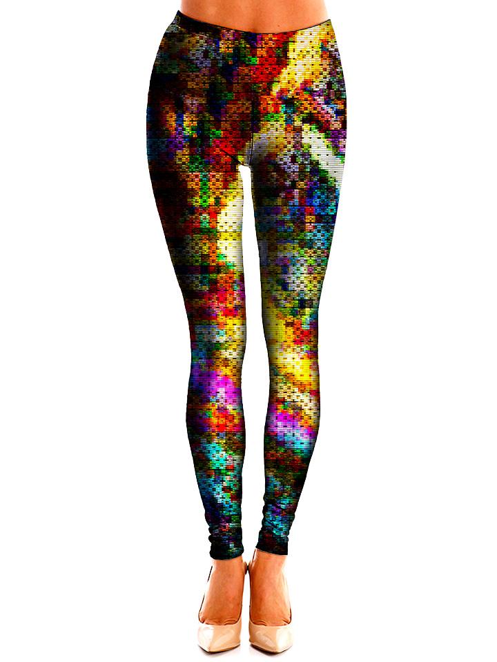 Multi Colored Pixel Leggings Front View