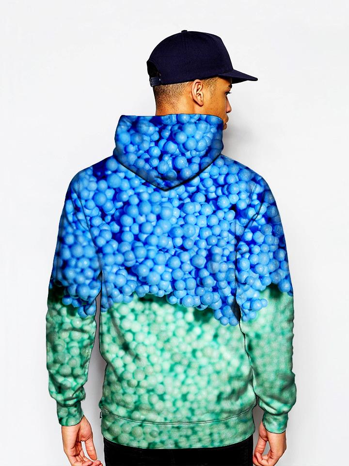 Model In Blue Dippin Dots All Over Print Pullover Hoodie