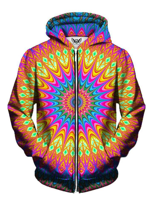 Trippy Bright Colorful Neon Zip Up Hoodie