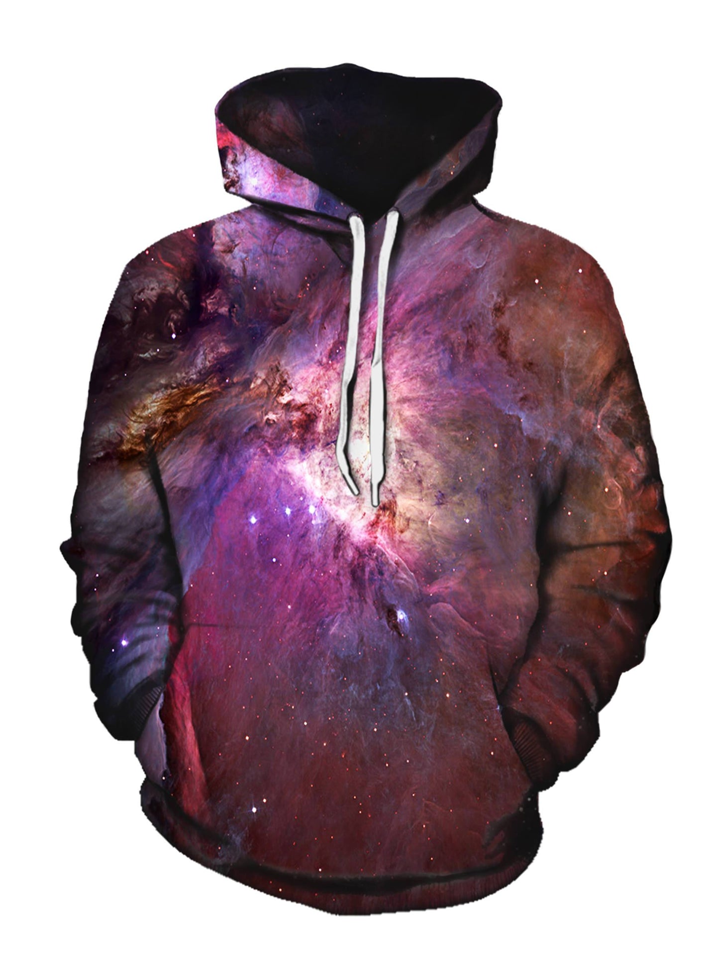 Pink Galaxy Print Pullover Hoodie Front View