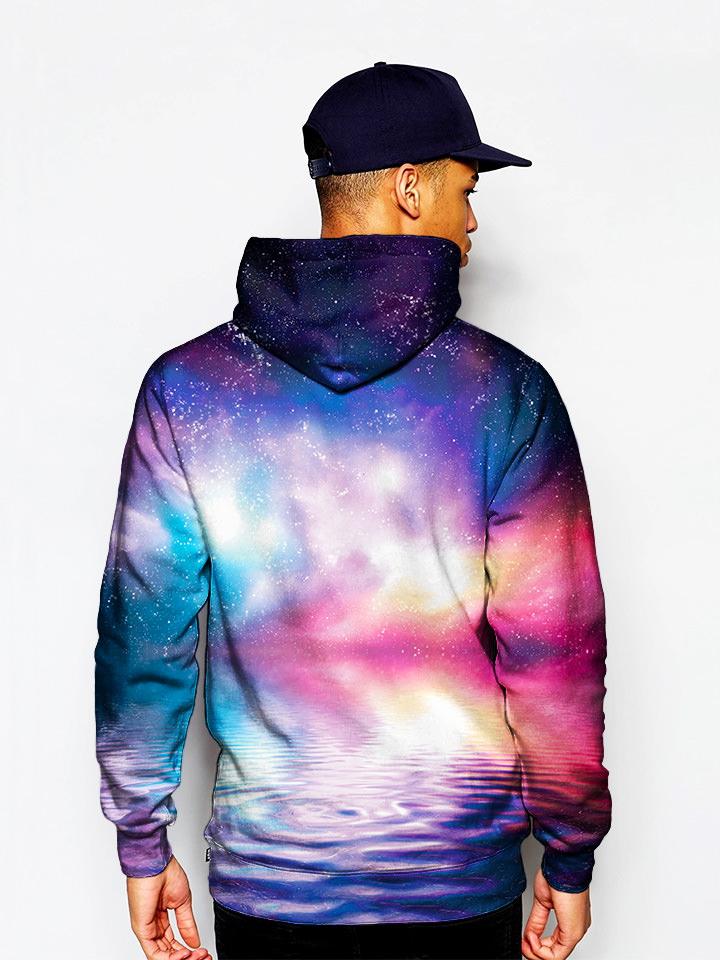 Model In Cotton Candy Space Pullover Hoodie Back View