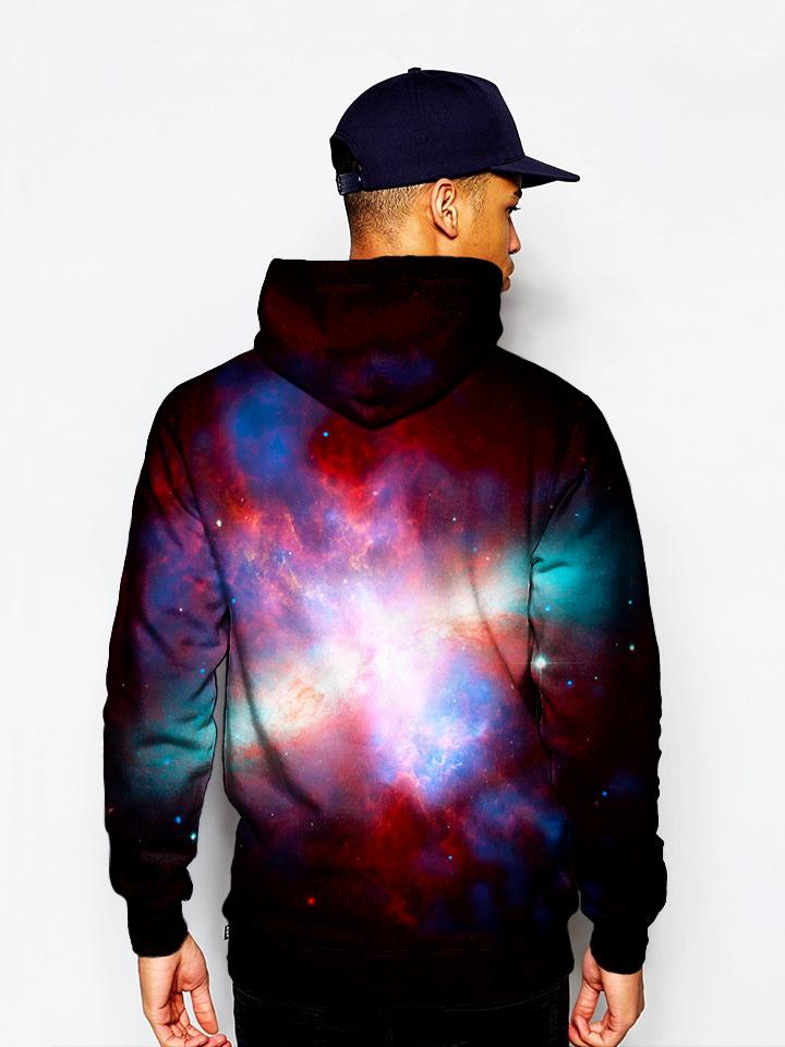 Model In Psychedelic Galaxy Pullover Hoodie Back View