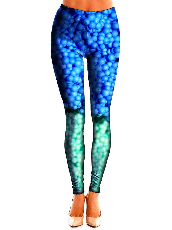 Blue Dippin Dots Leggings Front View
