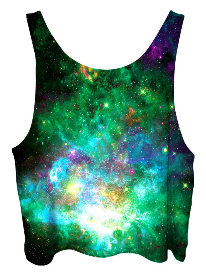 All over print psychedelic space cropped top by Gratefully Dyed Apparel back view.