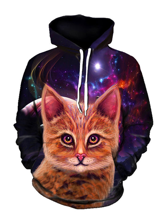 Space Cat Pullover Art Hoodie - GratefullyDyed - 1