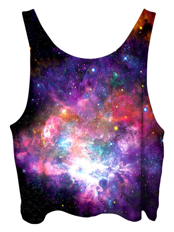 All over print psychedelic space cropped top by Gratefully Dyed Apparel back view.