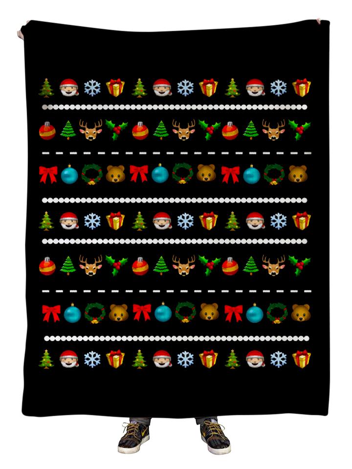 Cute Emoji Black Christmas Blanket