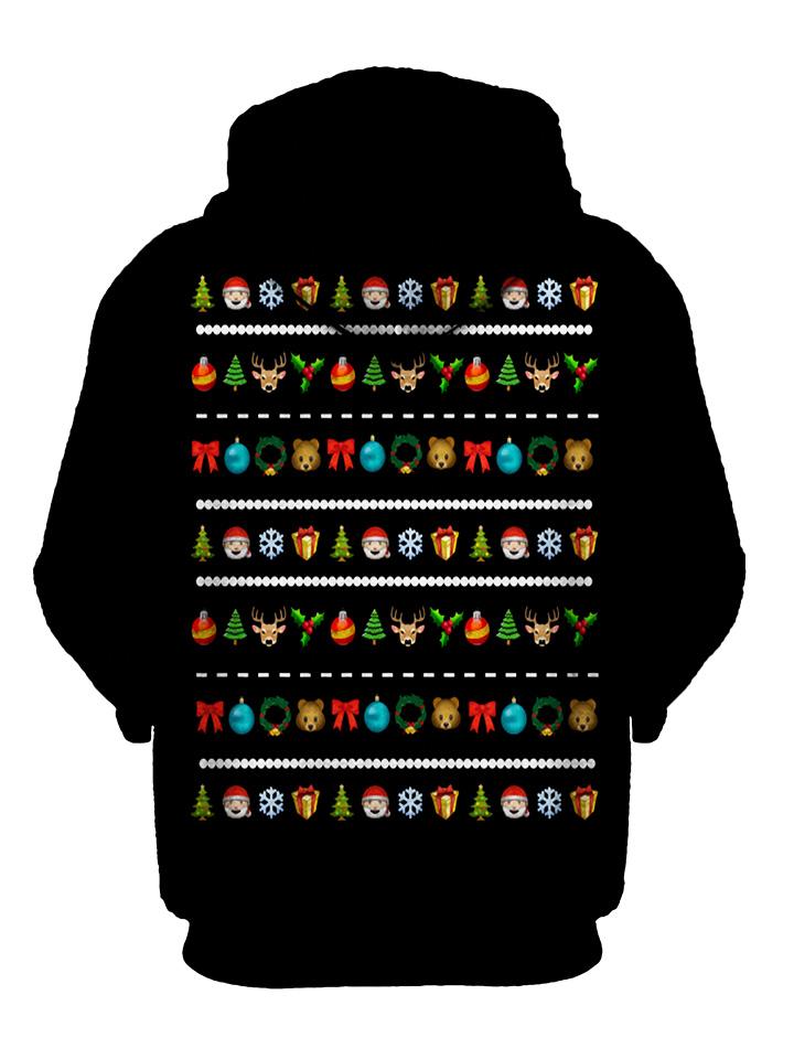 Funny Emoji Christmas Pullover Hoodie Back View