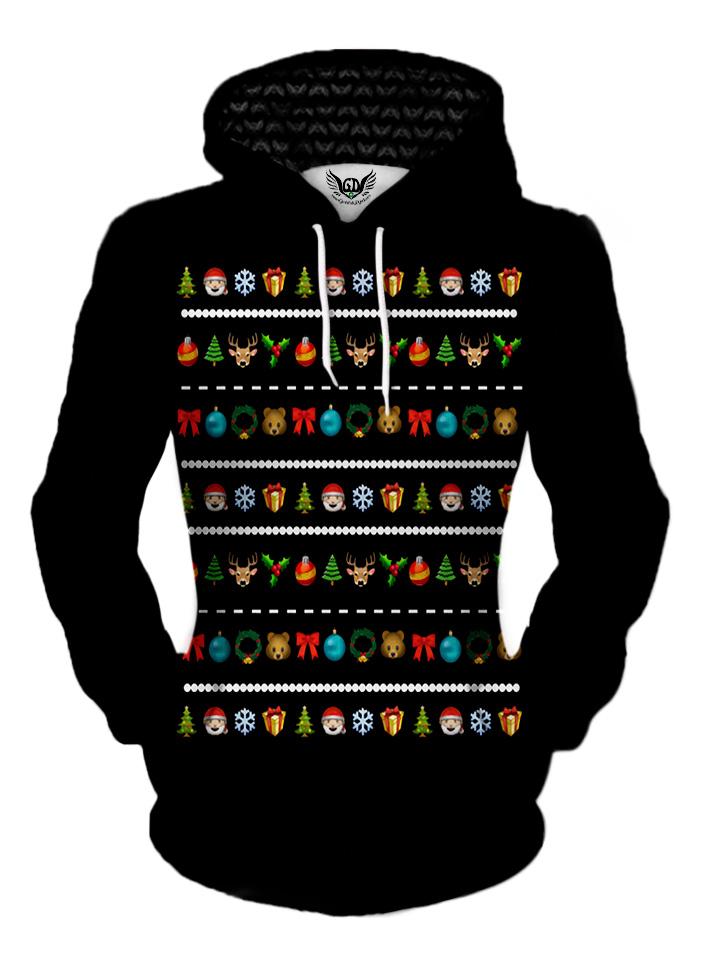 Christmas Sweater Cute Emoji Pullover Hoodie Womens Front View