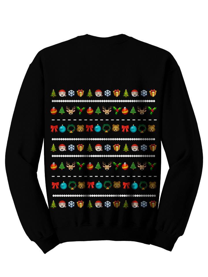 Cute Emoji Christmas Sweater Back View