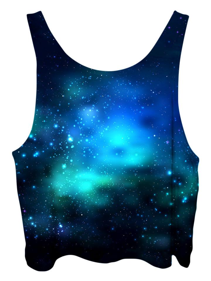 All over print psychedelic space cropped top by Gratefully Dyed Apparel back view.