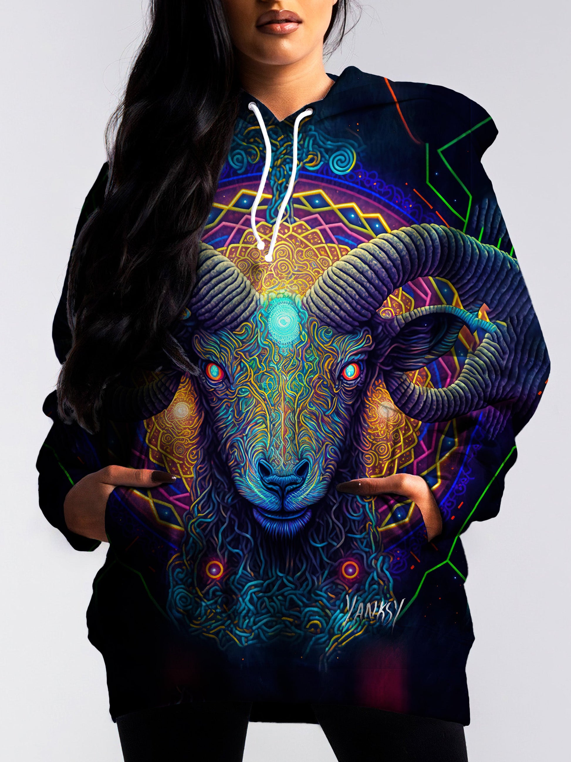 Stay warm and cozy at festivals and raves with this comfortable hoodie