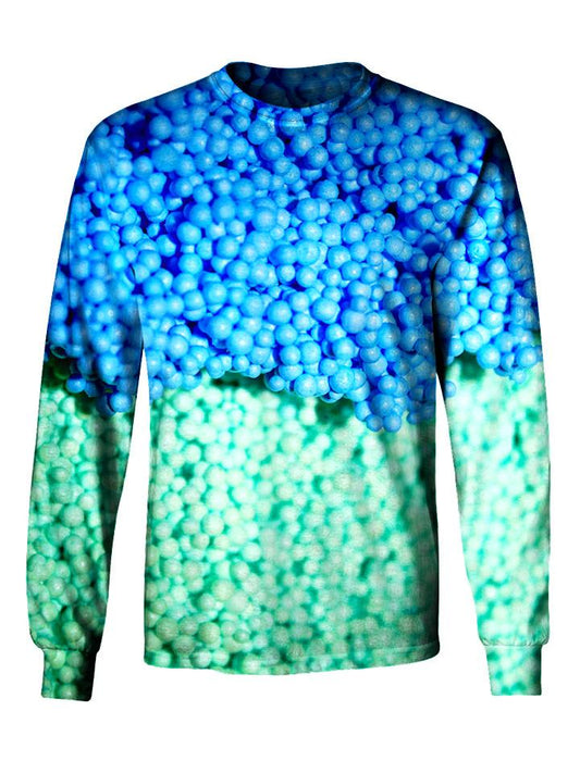 Gratefully Dyed Apparel blue & green dippin' dots unisex long sleeve front view.