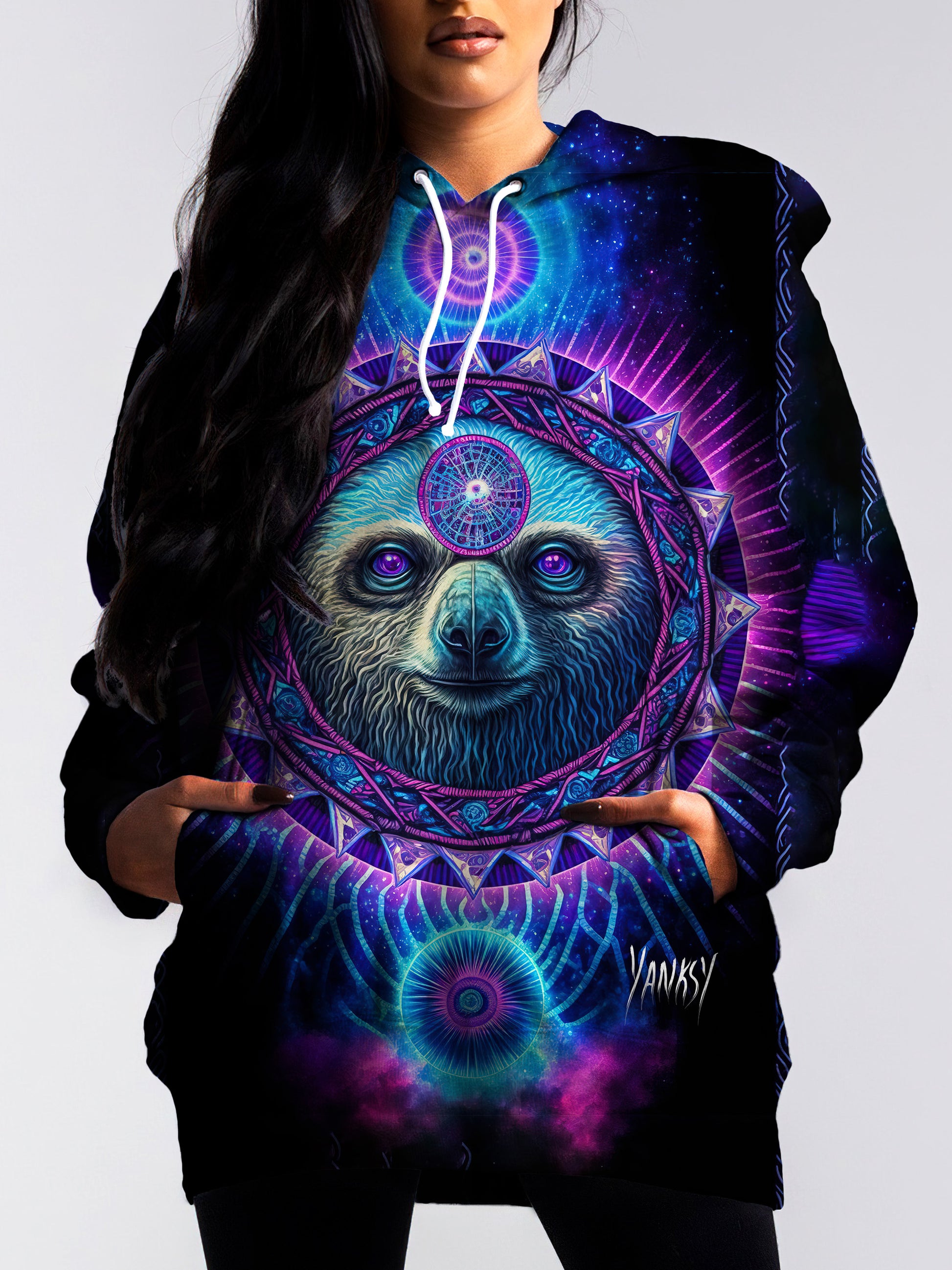 Get lost in the mesmerizing patterns and colors of this trippy pullover hoodie