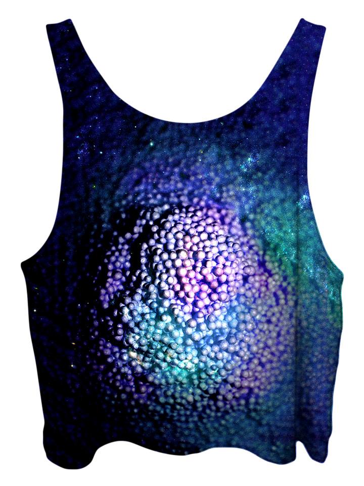 All over print psychedelic space cropped top by Gratefully Dyed Apparel back view.