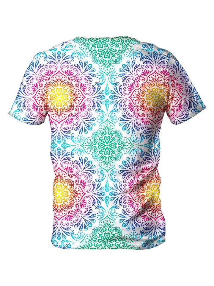 Back view of all over print psychedelic sacred geometry t shirt by Gratefully Dyed Apparel. 