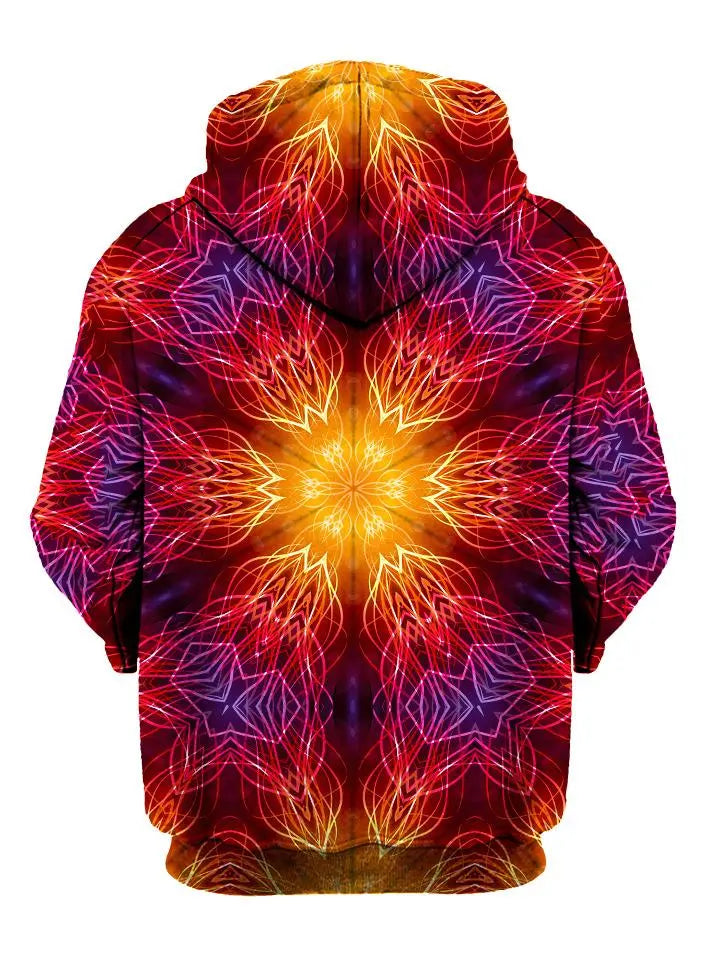 Psychedelic Fire Red Mandala Pullover Hoodie Back View