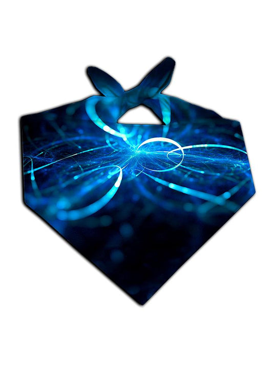 All over print electric blue light show bandana by GratefullyDyed Apparel tied neck scarf view.
