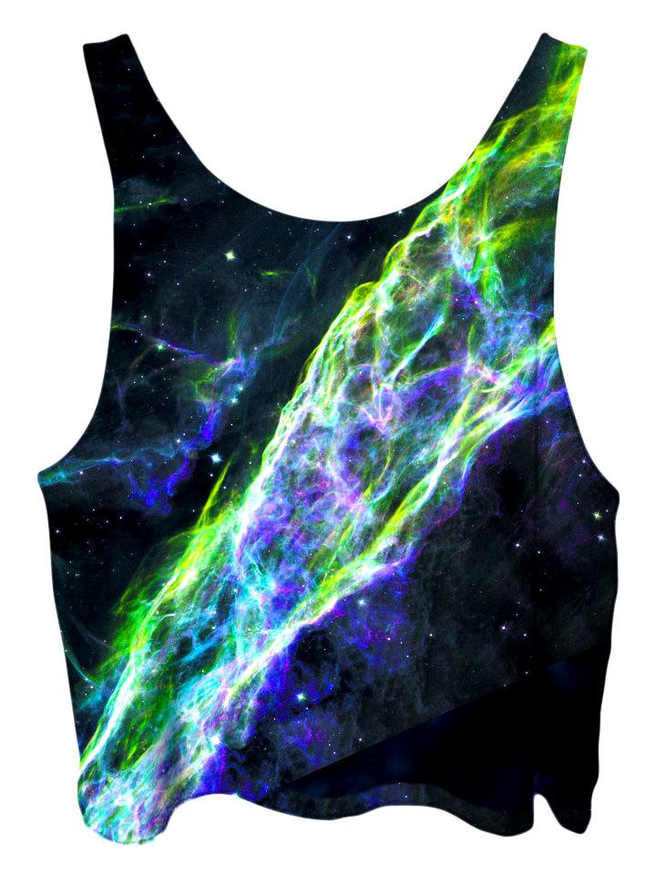 All over print psychedelic space cropped top by Gratefully Dyed Apparel back view.