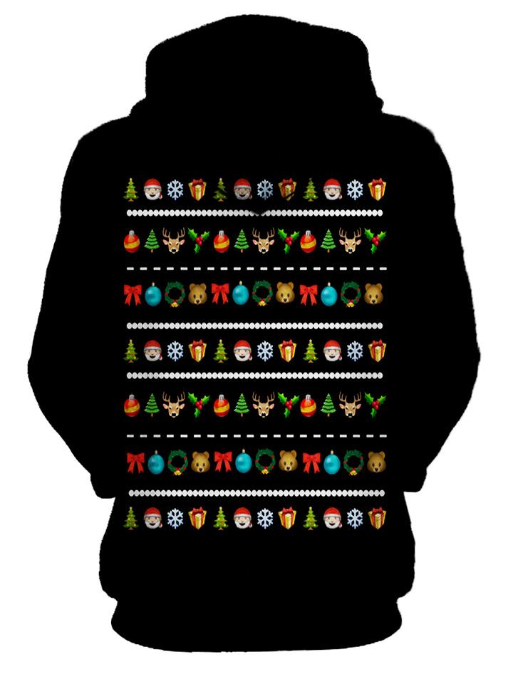 Stylish Emoji Christmas Sweater Pullover Hoodie Womens Back View
