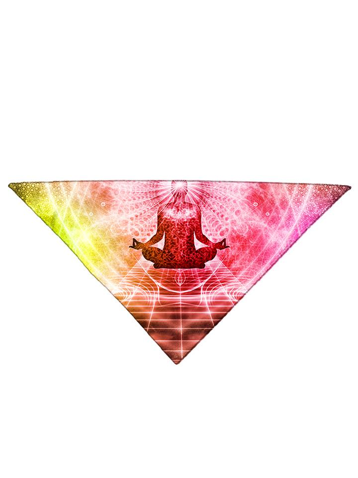 Diagonally folded psychedelic chakra printed headband.
