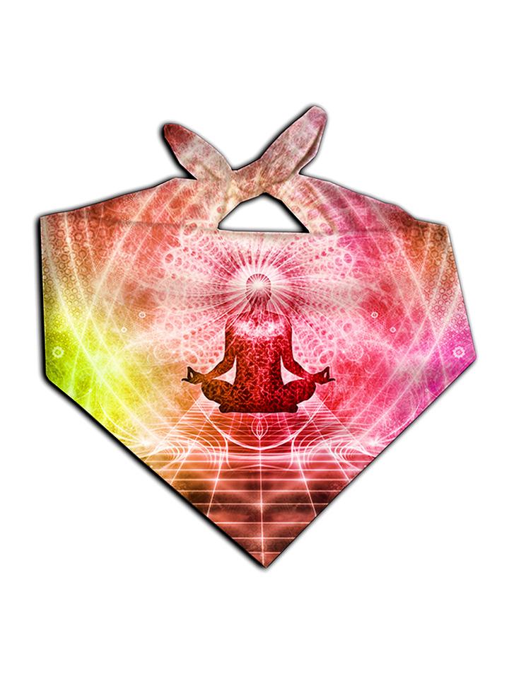 All over print rainbow visionary art bandana by GratefullyDyed Apparel tied neck scarf view.
